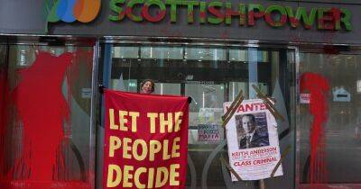 Scottish Power HQ splattered with blood red paint as angry protestors stage cost of living demo - www.dailyrecord.co.uk - Britain - Spain - Scotland - county Graham - city Sharon, county Graham