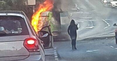 Vehicle bursts into flames on busy Glasgow road as emergency services rush to tackle blaze - dailyrecord.co.uk - Scotland