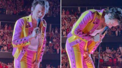 Harry Styles hit in groin with a bottle at Chicago concert: 'Shake it off' - www.foxnews.com - New York - Chicago - city Windy