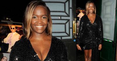 Oti Mabuse dazzles in a plunging mini dress at a party in London - www.msn.com - London