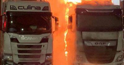 Investigations continue into cause of massive blaze that destroyed two lorries - dailyrecord.co.uk - Scotland