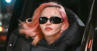 Guy Ritchie - Sean Penn - Madonna Shows Off Her Pink Hair While Catching Flight Out of NYC - justjared.com - New York