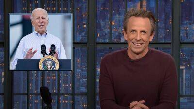Seth Meyers - Donald Trump - Adolf Hitler - Meyers Mocks Biden for ‘Sort of Raised’ by Puerto Ricans Claim: Sounds Like ‘Grandpa the First Time They Meet a Gay Person’ (Video) - thewrap.com - Puerto Rico - Vietnam - state Delaware