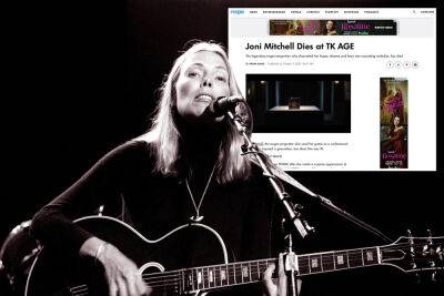 Joni Mitchell - Joni Mitchell alive and ‘well’ after People magazine mistakenly posts obituary - nypost.com - state Rhode Island