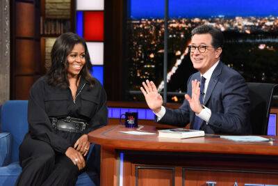 Michelle Obama - Bruce Springsteen - Stephen Colbert - Jon Stewart - Michelle Obama Kicks Off Book Tour On ‘The Late Show With Stephen Colbert’ - deadline.com