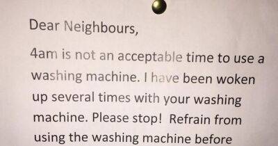 Angry resident leaves note asking neighbour to stop using washing machine at 4am - dailyrecord.co.uk