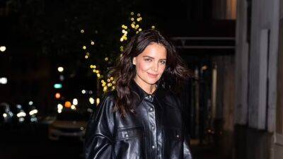 Katie Holmes Swaps Her Signature Cashmere for a Full Leather Look - www.glamour.com