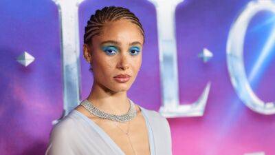 Adwoa Aboah Does Goddess Style in an Icy Blue Naked Dress—Photos - www.glamour.com - Britain