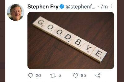 Stephen Fry Joins Celebrity Twitter Exodus, Says “Goodbye” With Scrabble Message - deadline.com