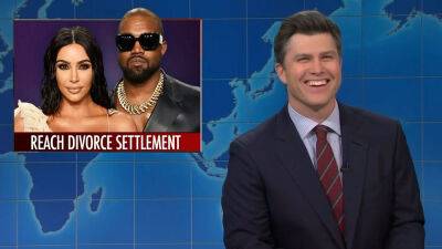 Kim Kardashian - Donald Trump - Colin Jost - Michael Che - ‘SNL’: Weekend Update’s Colin Jost Cracks Jokes About Kanye West’s Controversial Week In News - deadline.com