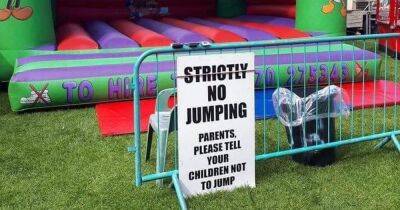 Parents left gobsmacked by puzzling sign banning kids from 'jumping' on bouncy castle - www.dailyrecord.co.uk - Scotland