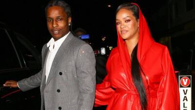 Pregnant Rihanna Is Ravishing In Red Leather As She Links Arms With BF A$AP Rocky — Photos - hollywoodlife.com - Los Angeles - New York - Santa Monica