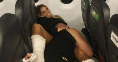 Katie Price poses with casts on both legs with beau Carl in Valentine's throwback - www.ok.co.uk - Britain - county Price - Turkey