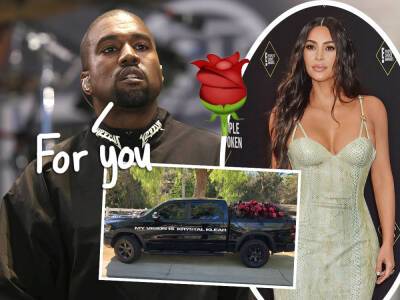 Kanye West Delivers Literal TRUCKLOAD Of Roses To Kim Kardashian For Valentine's Day! - perezhilton.com