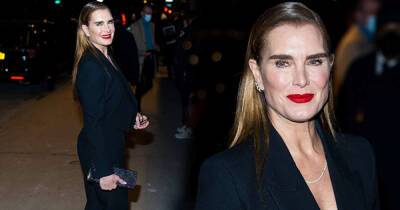 Brooke Shields dons classic black suit at Michael Kors event in NYC - www.msn.com - Britain - New York