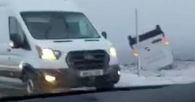 Van flips onto roof in dramatic footage amid stormy conditions in Scotland - www.dailyrecord.co.uk - Scotland