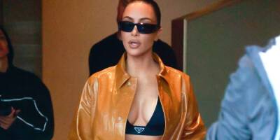 Kim Kardashian Arrives in a PVC Leather Look for Milan Fashion Week 2022 - www.justjared.com - Italy