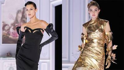 Gigi Bella Hadid Rock The Moschino Catwalk In Sexy Metallic Black Dresses — Photos - hollywoodlife.com - New York