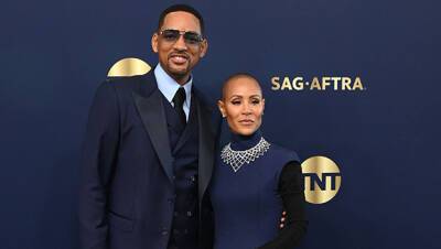 Jada Pinkett-Smith Wears Larger Than Life Navy Gown To Match Will Smith At The SAG Awards - hollywoodlife.com - Santa Monica
