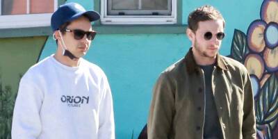 Jamie Bell & Max Minghella Walk To A Lunch Meeting Together - www.justjared.com - Los Angeles