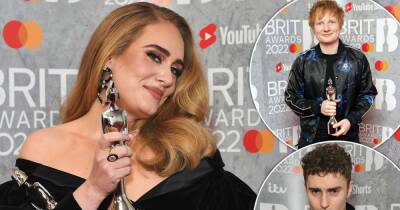 Ed Sheeran - Sam Fender - Simon Konecki - BRIT Awards 2022: Adele sweeps ceremony as she takes home THREE gongs - msn.com