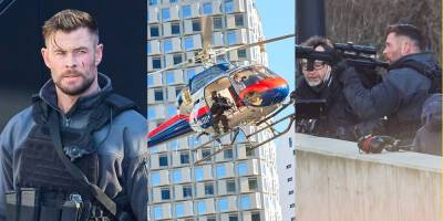 Chris Hemsworth Attempts to Shoot Down a Helicopter on 'Extraction 2' Set - www.justjared.com - Austria