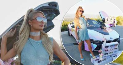 Paris Hilton amps up the glamour in a sparkly blue mini dress - www.msn.com - Los Angeles