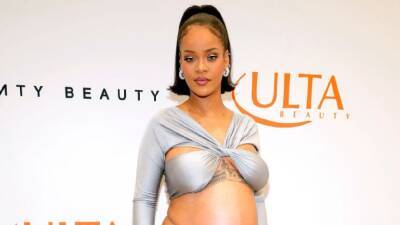 Rihanna Sparkles in a Barley There Maternity Look at Ulta Beauty Party - www.etonline.com - Paris - New York - Los Angeles - Los Angeles
