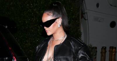 Rihanna continues to show off baby bump in leather outfit and diamond bra - www.ok.co.uk - Santa Monica