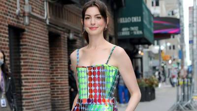 Anne Hathaway Rocks Eye-Popping Neon Jumpsuit With Matching Jacket On ‘The Late Show’ - hollywoodlife.com - Italy
