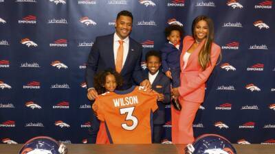 Russell Wilson Has Ciara and Kids by His Side as He's Introduced as New Denver Broncos Quarterback - www.etonline.com - New Jersey - Colorado - Seattle - county Harris - county Shelby