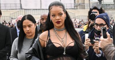 Paris Fashion Week - Rihanna rips up maternity wear rulebook with leather and lingerie at Paris Fashion Week - ok.co.uk