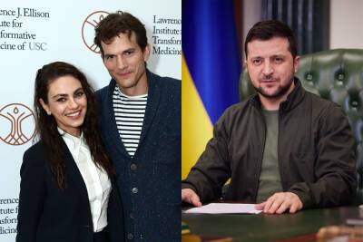 President Volodymyr Zelenskyy Video-Chats With Mila Kunis & Ashton Kutcher, Thanks Them For Raising Millions For Ukraine - etcanada.com - Ukraine - Russia