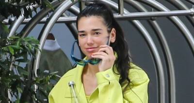 Dua Lipa Heads to the Studio in Hollywood Wearing Bright Outfit - www.justjared.com - Hollywood