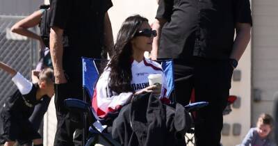 Kim Kardashian flanked by bodyguards as she watches son Saint's football game - www.ok.co.uk - Miami - Chicago