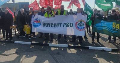 P&O protestors call for boycott of services during demonstration at Cairnryan Port - www.dailyrecord.co.uk - Scotland