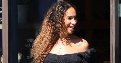 Leona Lewis - Dennis Jauch - Beaming Leona Lewis dresses growing baby bump in black on LA outing with husband - ok.co.uk - Los Angeles - California - city Santa Monica, state California