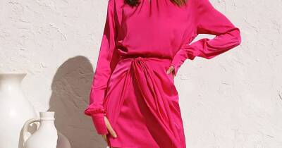 Need the Perfect Cocktail Dress For Transitional Weather? This Long-Sleeve Satin Look Is Only $28 - www.usmagazine.com