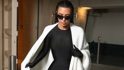 Kim Kardashian - Samantha Spector - Kim Kardashian Rocks Sexy Black Catsuit Over-The-Knee Boots At PFW — Photos - hollywoodlife.com
