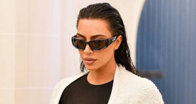 Pete Davidson - Kim Kardashian - Paris Fashion Week - Kim Kardashian Steps Out with Wet Hair Paired with Black Bodysuit in Paris - justjared.com - France - city Paris, France