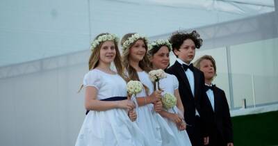 Harper Beckham can't stop smiling as she takes on bridesmaid duties at Brooklyn's wedding - www.ok.co.uk - county Harper