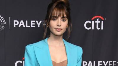 Lily Collins Makes the Skirt Suit Red-Carpet Appropriate With a Nude Crop Top - www.glamour.com