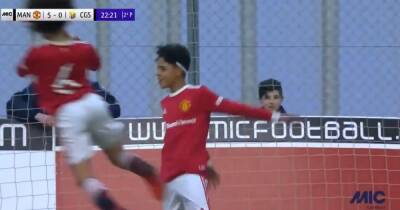 Cristiano Ronaldo Jr pulls out father's 'Siuuu' goal celebration after scoring for Man United U12s - www.manchestereveningnews.co.uk - Spain - Manchester