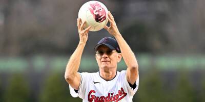 Tom Hanks & 'Castaway' Co-Star Wilson Throw the First Pitch at Guardians Game - www.justjared.com