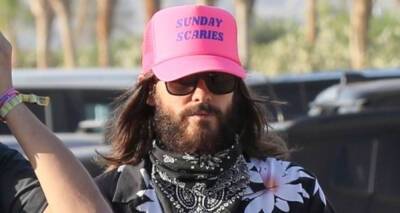 Jared Leto Sports Floral-Print Shirt & Pink Trucker Hat at Coachella 2022 Day 3 - www.justjared.com - city Indio