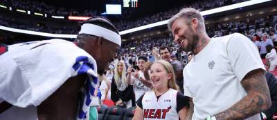 David Beckham & Daughter Harper Meet Jimmy Butler at NBA Playoffs - www.justjared.com - Miami - Atlanta - Florida