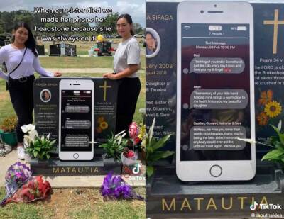 When Teen Girl Died, Family Made Her Headstone Look Like Her iPhone: 'We Give You Permission To Laugh' - perezhilton.com - New Zealand