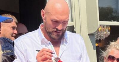 Tyson Fury mobbed by fans as he celebrates knockout victory at Wembley with family brunch - www.manchestereveningnews.co.uk - Britain - USA - Manchester - Hague
