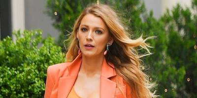 Blake Lively Stuns In Powerful Orange Suit For Business Meetings in NYC - www.justjared.com - New York