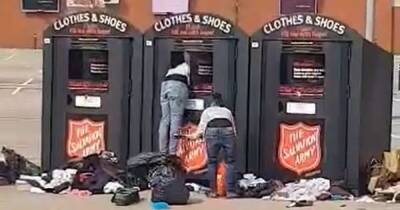 Sadness after video shows people rifling through charity bins in Manchester - www.manchestereveningnews.co.uk - Britain - Manchester